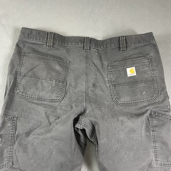Carhartt Pants Mens 42X29 Gray Double Knee Workwear Grunge Distressed Jeans - Picture 8 of 13